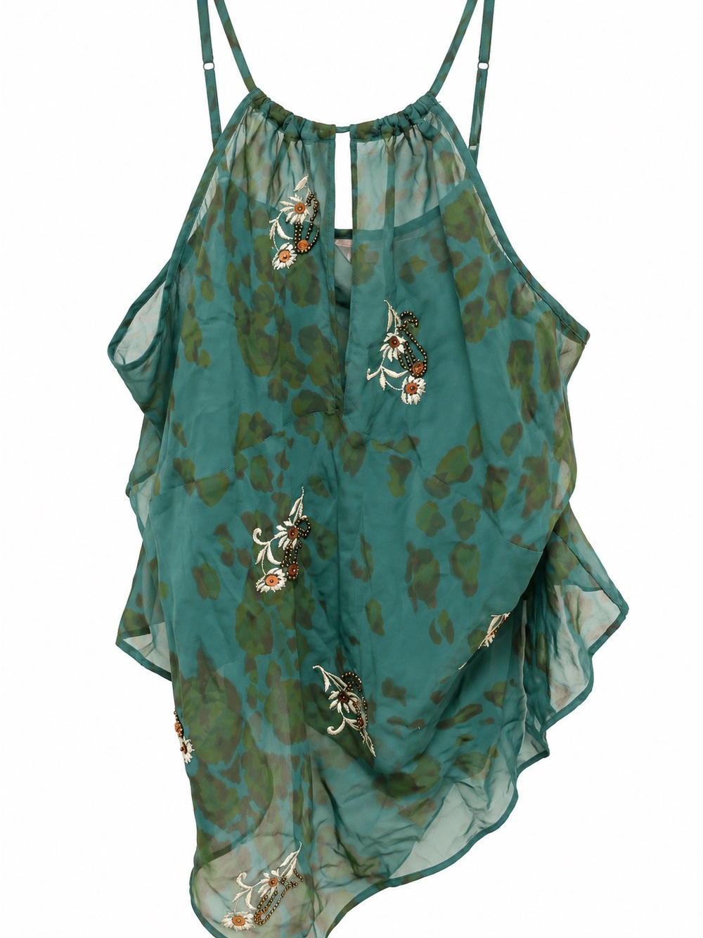 Vintage Victoria’s Secret 100% Silk Cami Top — Teal/Green Floral — June 2000